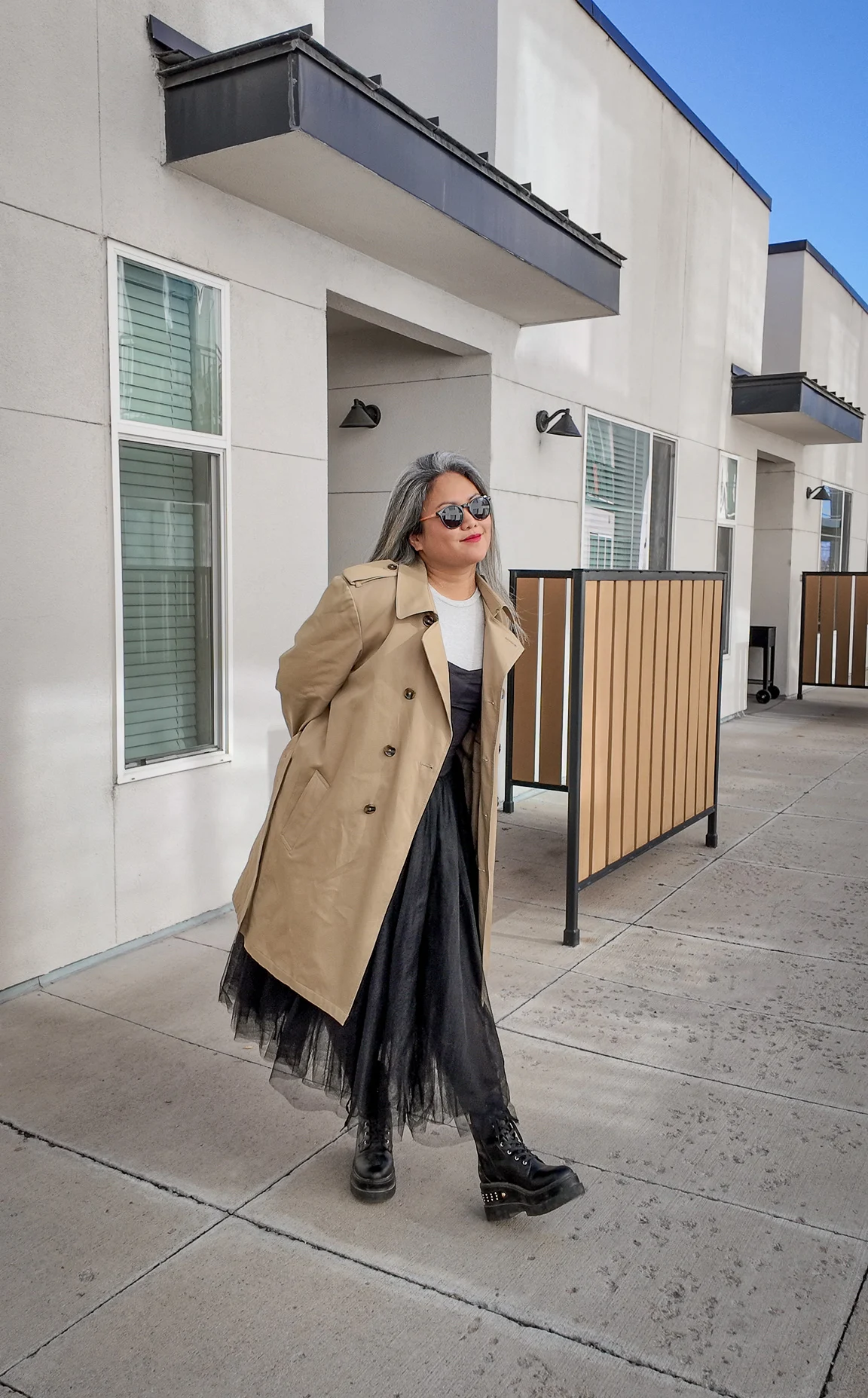 how to style a trench coat with Free People tutu dress