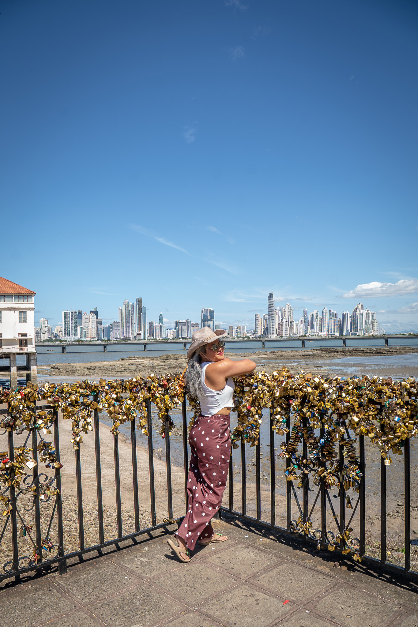 locks of love panama city casco viejo skyline view