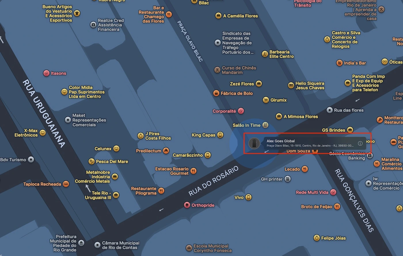 stolen iphone located in Find My app in Rio de Janeiro Brazil