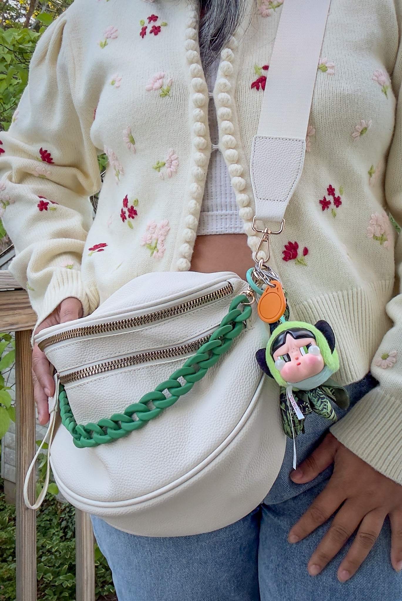 Emmafy crossbody bum bag leather cream