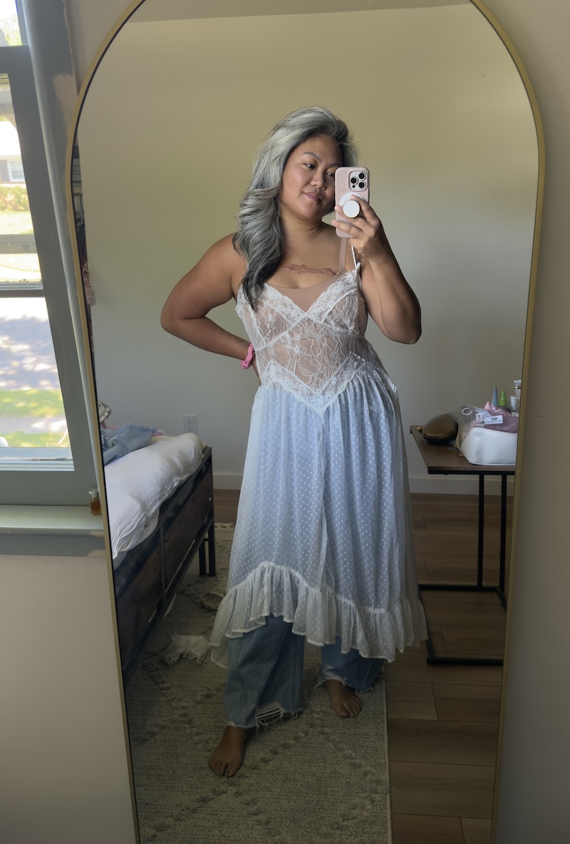 free people Light My Fire slip dress grlfrnd paola barrel jeans
